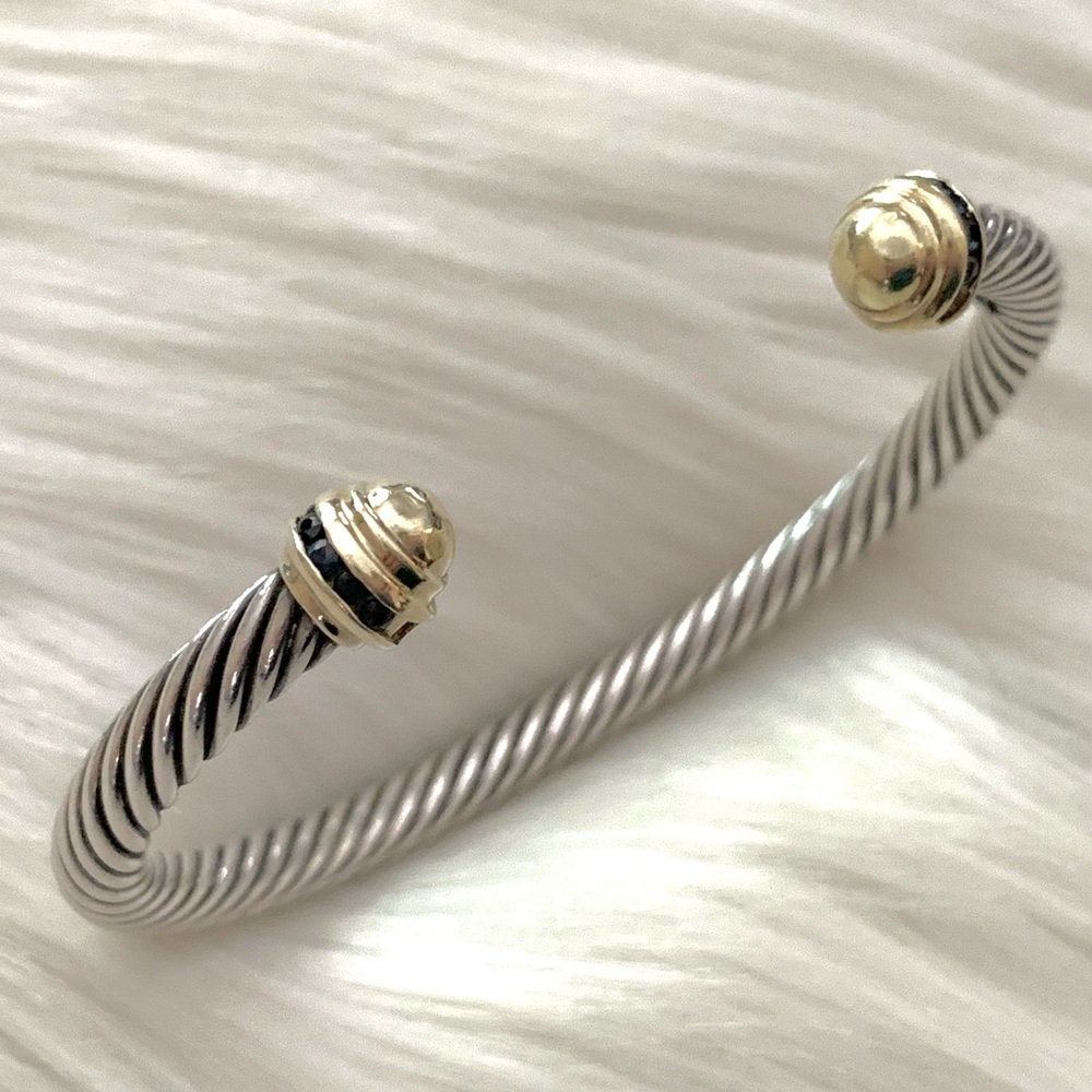 RARE VINTAGE Yurman sapphire gold dome cable bracelet - Picture 2 of 11